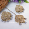 Grey Colour Stud Earrings with Maang Tikka for Party