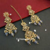 Grey Polki Necklace Set with Tikka for Marriage-01 Grey Polki Necklace Set with Tikka for Marriage