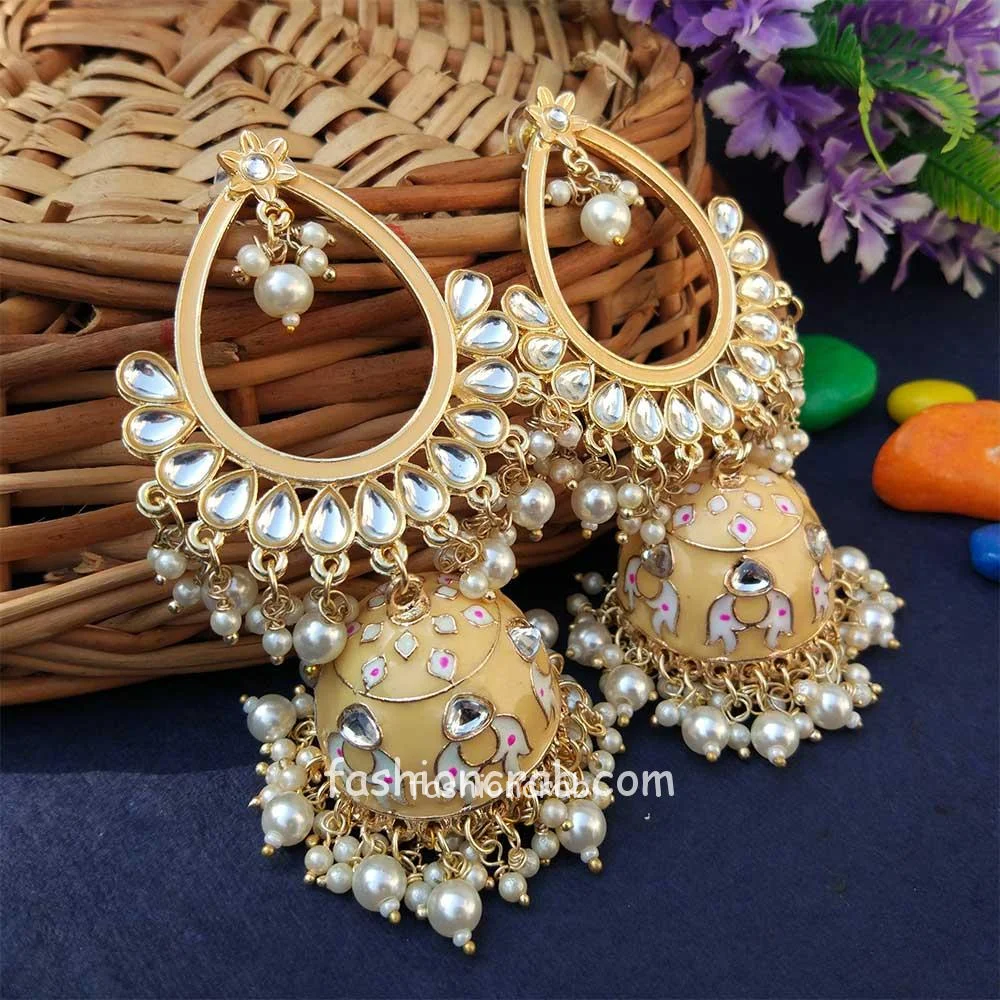 Light Orange Traditional Heavy Jhumka Earring