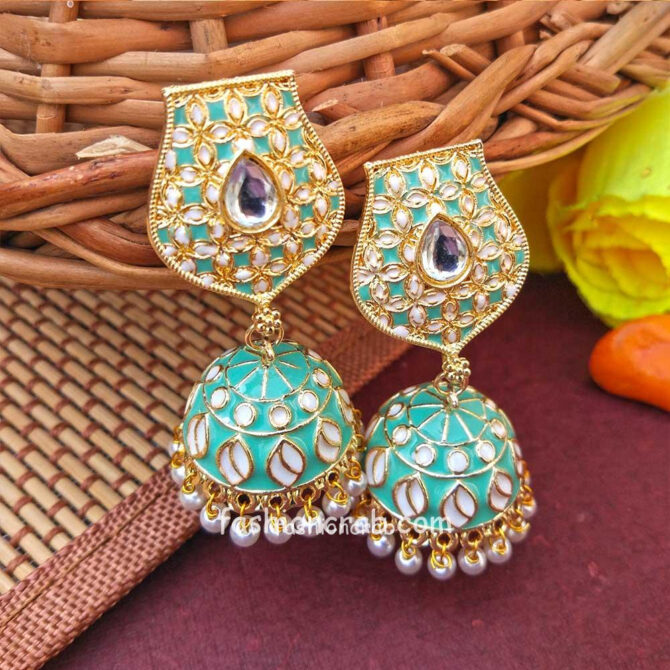 Pista Green Partywear Earring for Women Pista Green Partywear Earring for Women