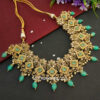 Sea Green Polki Necklace Set with Tikka for Marriage
