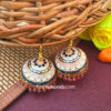 White Peach Pearl Meenakari Jhumki Earring