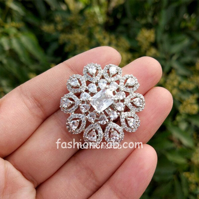 Cubic Zirconia Designer Adjustable Finger Ring for Reception