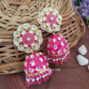 Dark Pink Jhumka Earrings for Lehenga Choli
