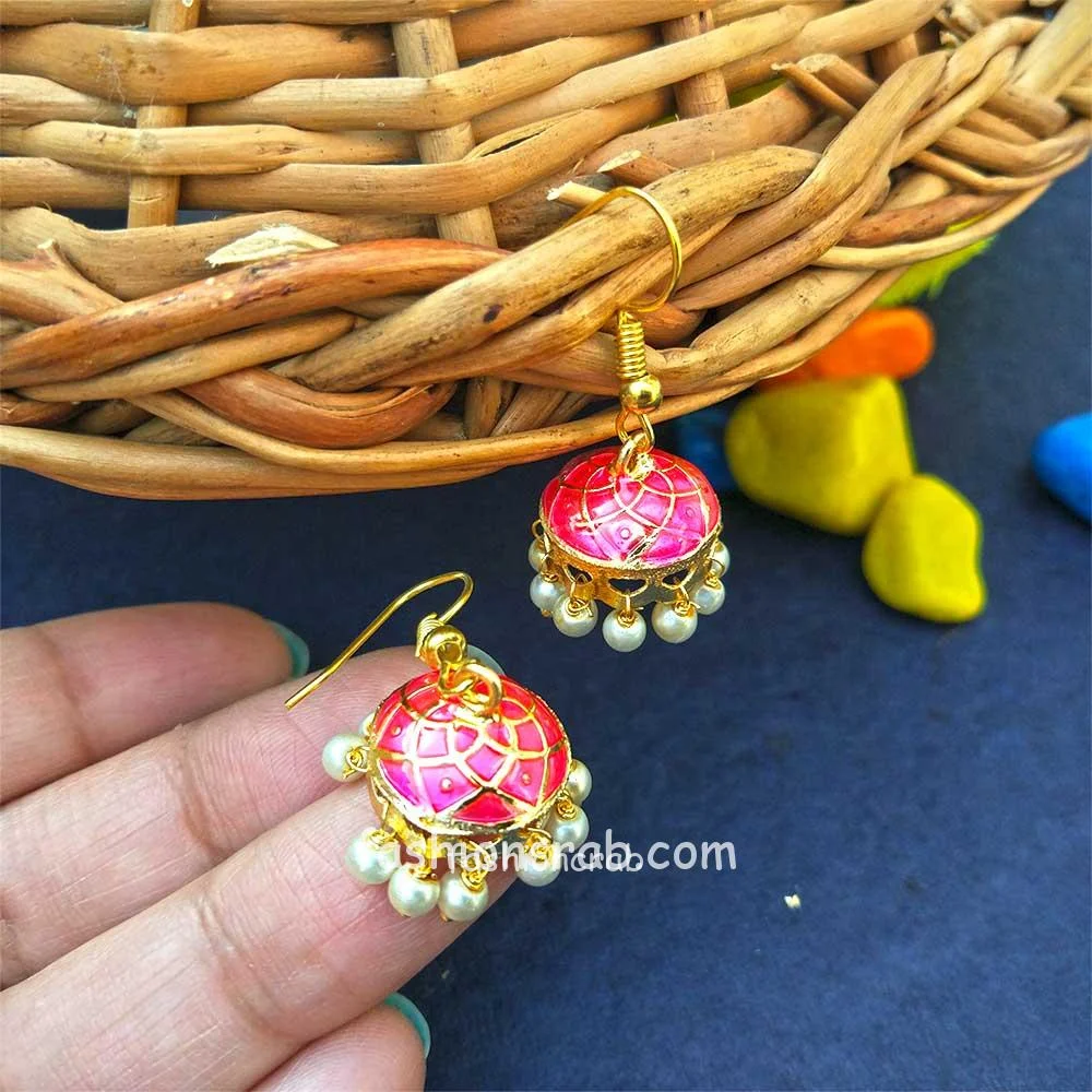 Pink Small Size Jhumka