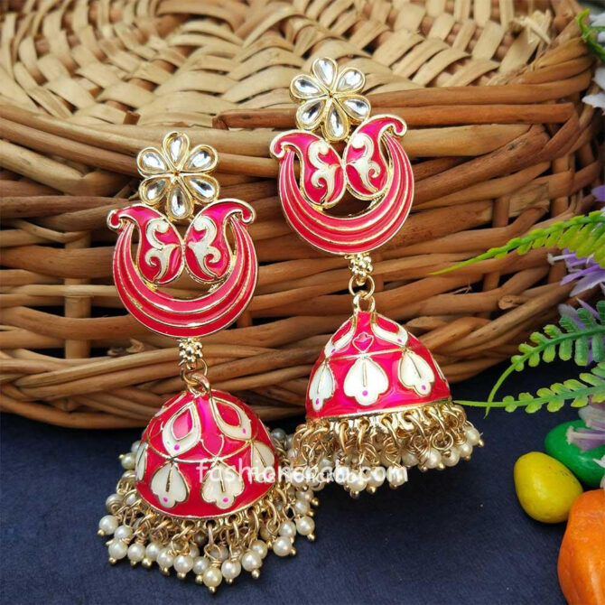 Rani Pink Party Wear Jhumka Rani Pink Party Wear Jhumka