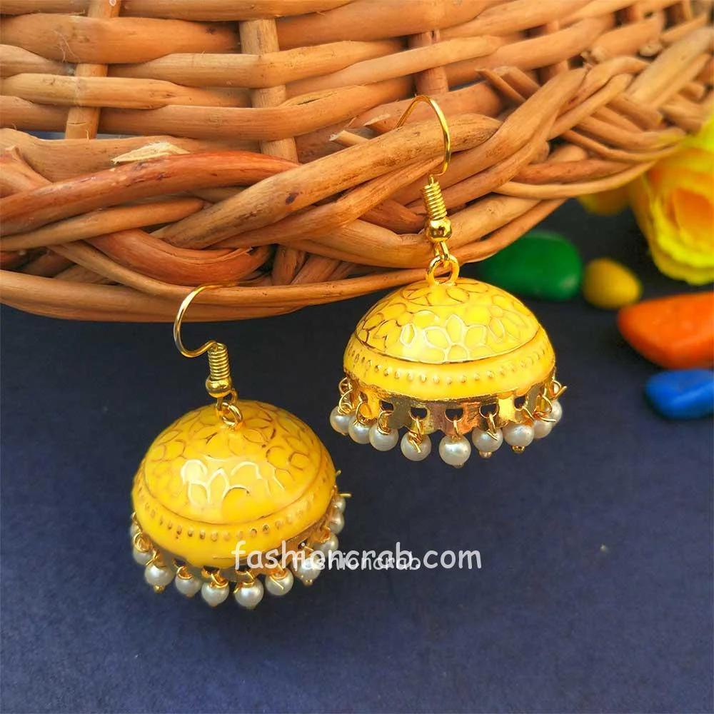 Yellow Color Jhumka for Salwar Suit