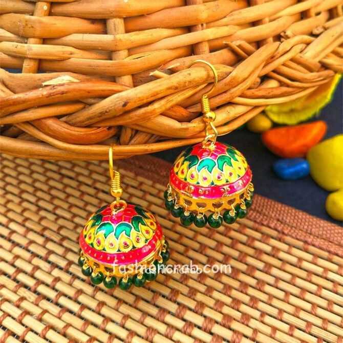 Yellow Green Pearl Small Jhumka for Girls Yellow Green Pearl Small Jhumka for Girls