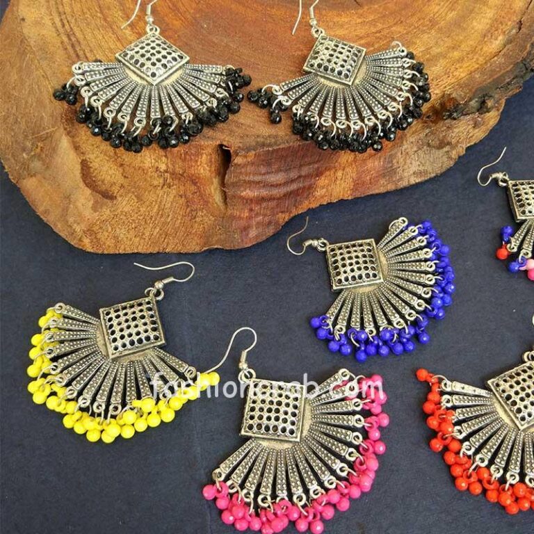 Beaded Oxidised Earrings for Girls