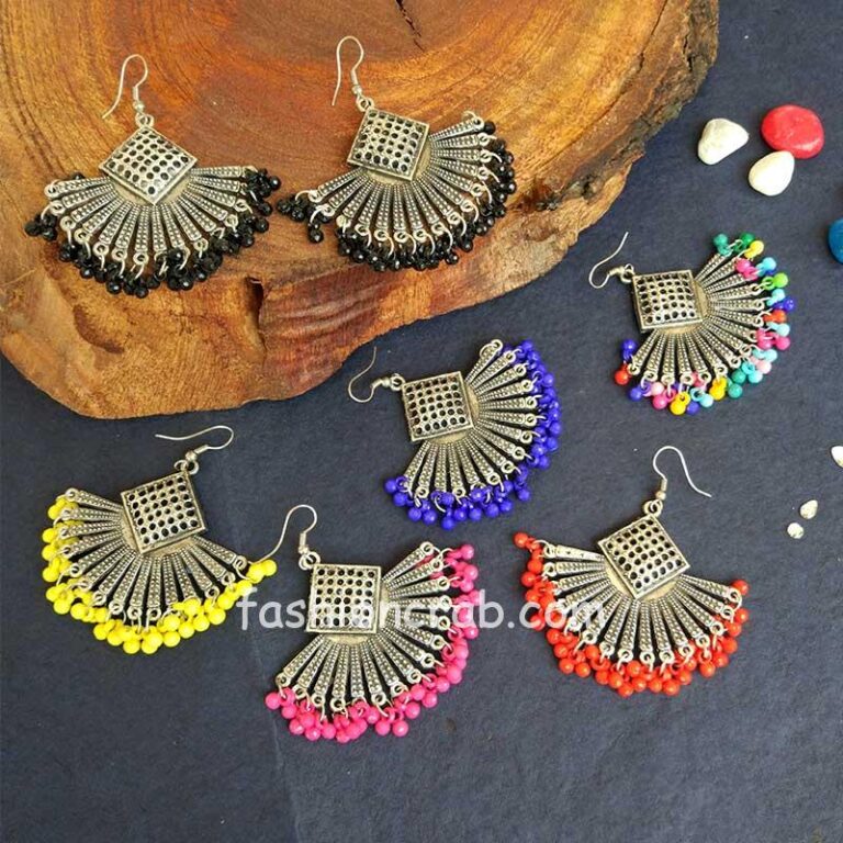 Beaded Oxidised Earrings for Girls