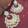 Big Pista Green Enamel Kundan Earrings for Girls