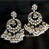 Black Metal Earrings for Black Saree