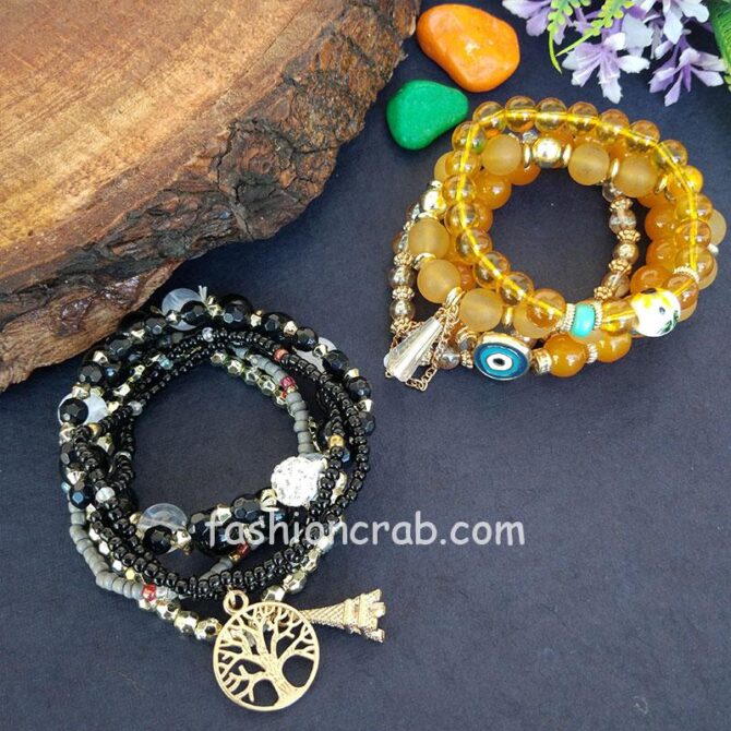 Combo of Black & Yellow Bracelet for Girls