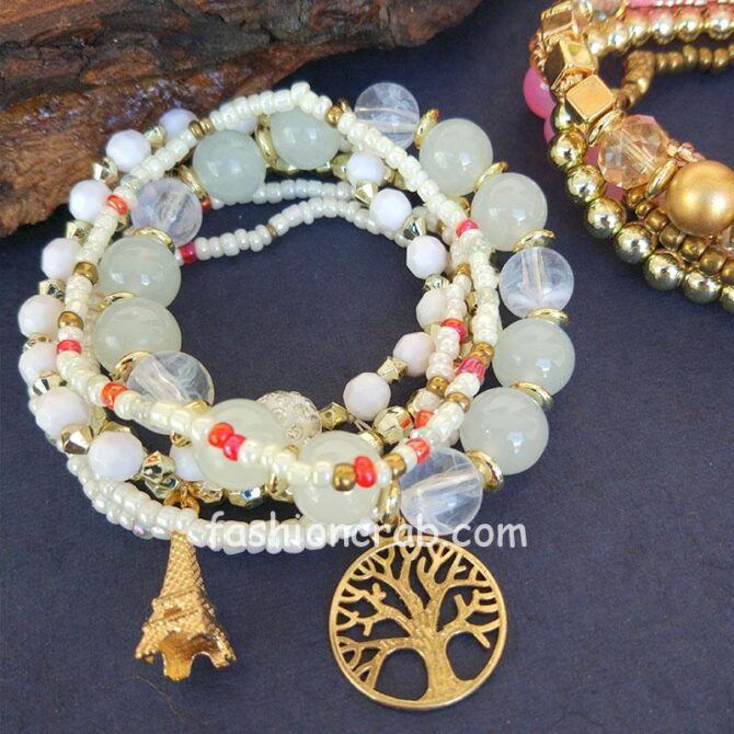 Combo of White & Pink Bracelet for Girls