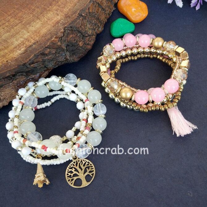 Combo of White & Pink Bracelet for Girls Combo of White & Pink Bracelet for Girls