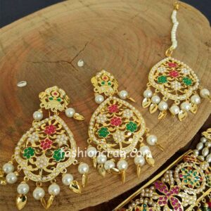 Multi Colour Pearl Jadau Choker Set for Punjabi Bride