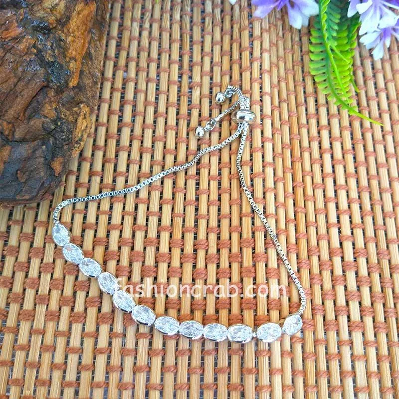 Rhodium Plated Hand Bracelet for Women