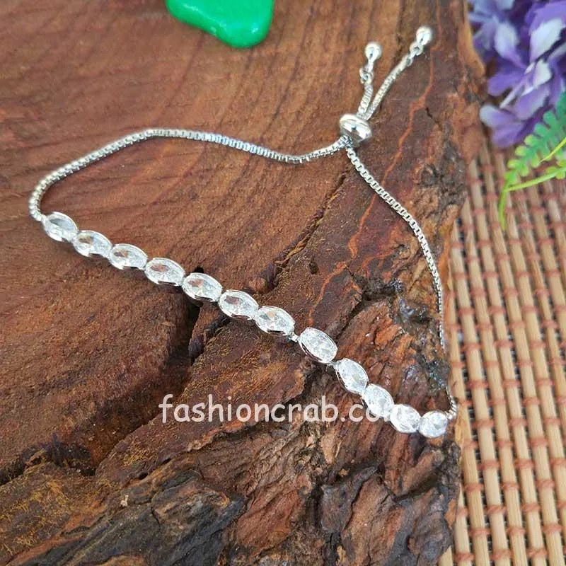 Rhodium Plated Hand Bracelet for Women