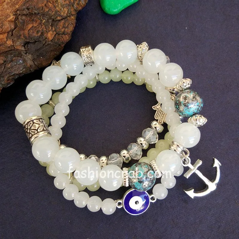 White Pearl Charm Bracelet for Girls