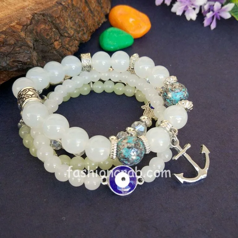 White Pearl Charm Bracelet for Girls