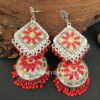 Big Oxidised Peacock Earrings for Women-Red Big Oxidised Peacock Earrings for Women-Red