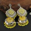 Big Oxidised Peacock Earrings for Women-Yellow Big Oxidised Peacock Earrings for Women-Yellow