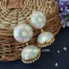 Light Grey Jhumka with Meena Work
