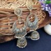 Lightweight Enamel Jhumka Earrings-Grey