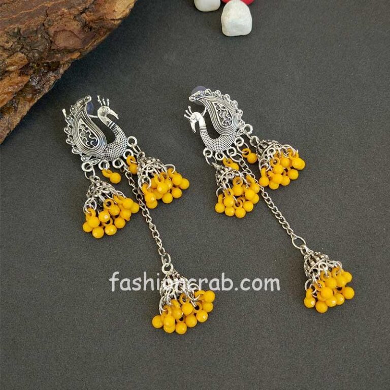 Oxidised Peacock Jhumka for Girls - Image 3