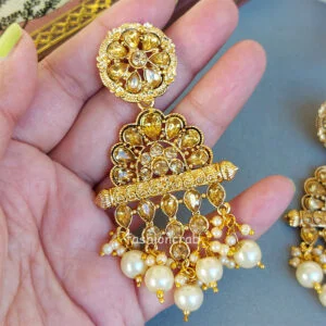 Polki Earring with Pearl Drop