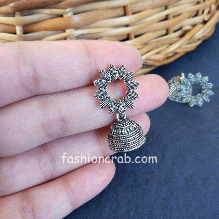 Small Oxidised Silver Jhumki