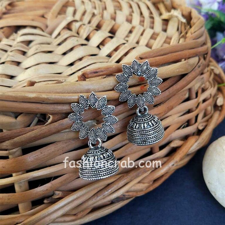 Small Oxidised Silver Jhumki