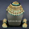 Blue Colour Punjabi Kundan Choker Set for Reception