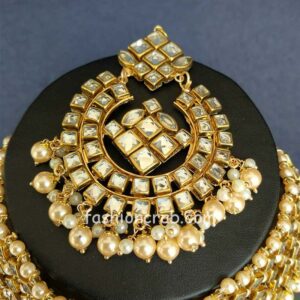 Cream Colour Punjabi Kundan Choker Set for Reception