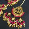 Dark Pink-Punjabi Big Maang Tikka with Earrings for Girl-01 Dark Pink-Punjabi Big Maang Tikka with Earrings for Girl