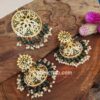 Green Traditional Jadau Jhumka with Maang Tikka