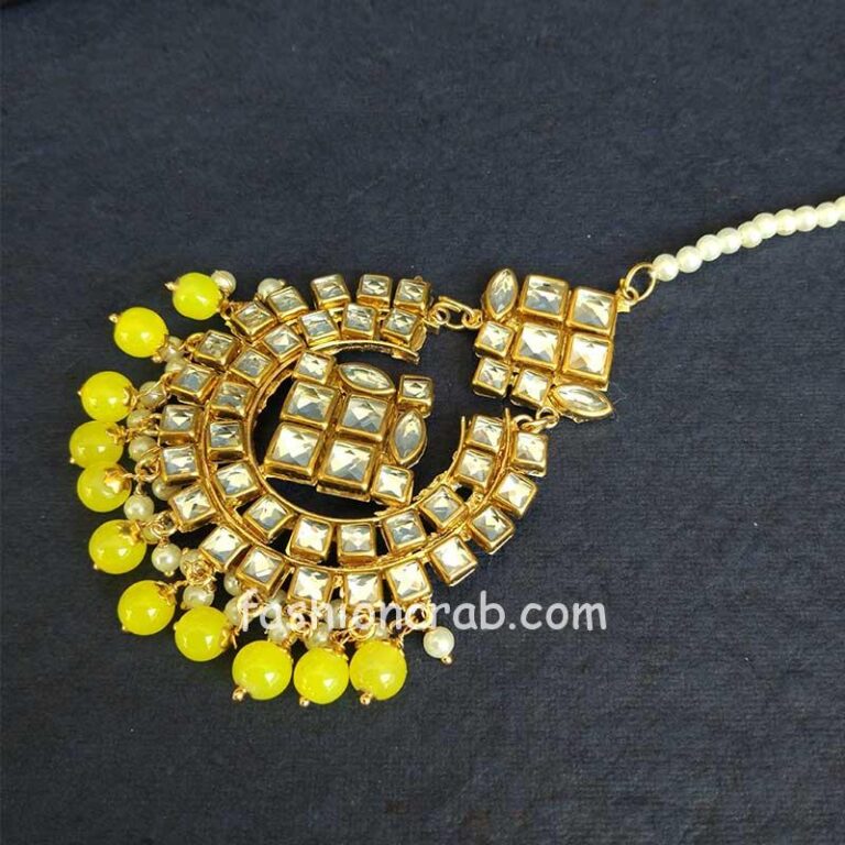 Lemon Colour Punjabi Kundan Choker Set for Reception