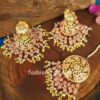 Pink Traditional Jadau Jhumka with Maang Tikka