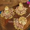Pink Traditional Jadau Jhumka with Maang Tikka