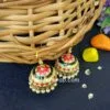 Small Pearl Hanging Jhumka - Green