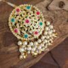 White Traditional Jadau Jhumka with Maang Tikka-01 White Traditional Jadau Jhumka with Maang Tikka