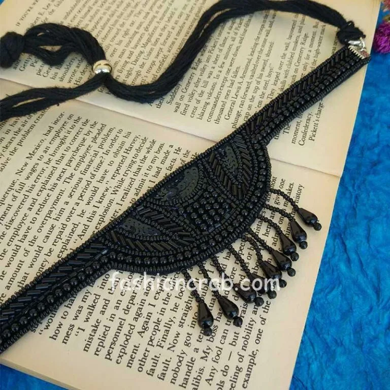 Black Beads Western Choker Necklace for Girls