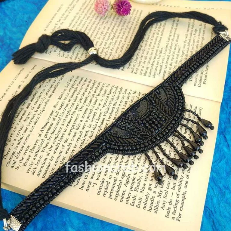 Black Beads Western Choker Necklace for Girls