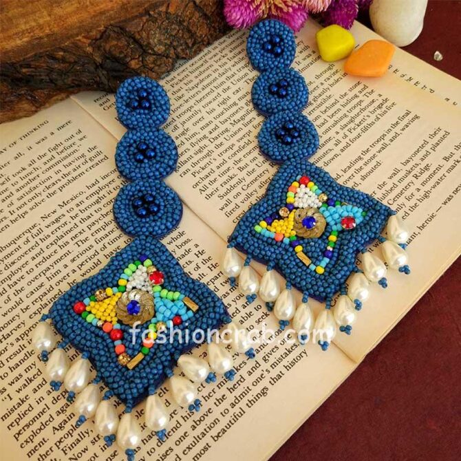 Blue Beads Tassel Earrings for Girls Blue Beads Tassel Earrings for Girls