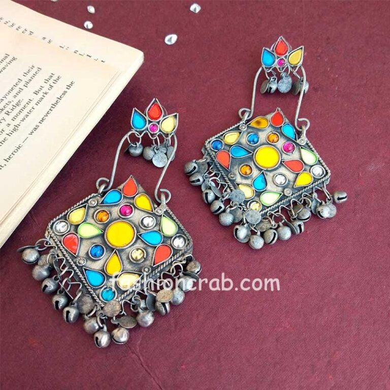 Multicolour Afghani Glass Earrings for Girls