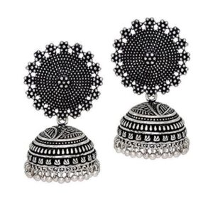 Silver Plated Oxidized Jhumkas