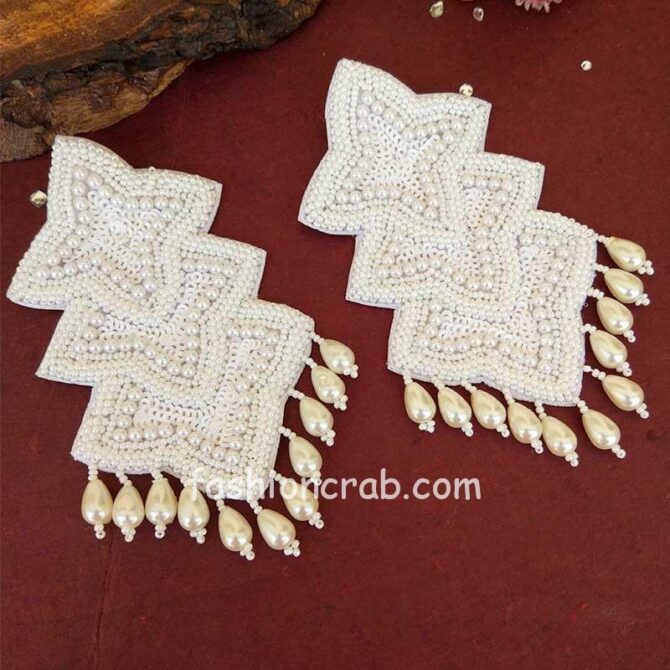 White Beads Earrings for Girls White Beads Earrings for Girls