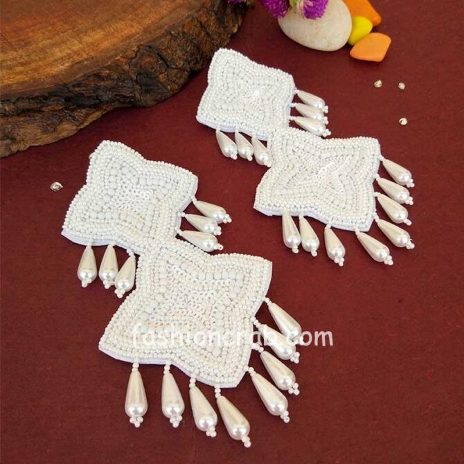 White Pearl Beads Earrings for Girls White Pearl Beads Earrings for Girls