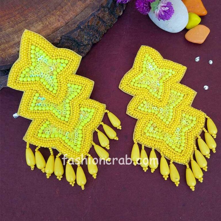 Yellow Beads Earrings for Girls