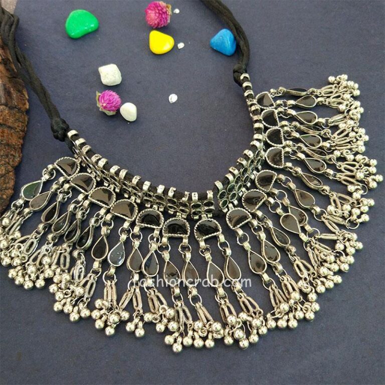 Black Oxidised Choker Set for Saree